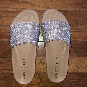 White Fox Raye Diamante Slides
